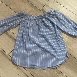 Light blue, off the shoulder ETWO top